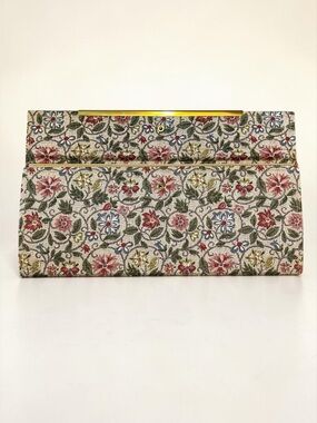 Vintage Susan Bates Floral Knitting Needle Case Organizer Gold Trim